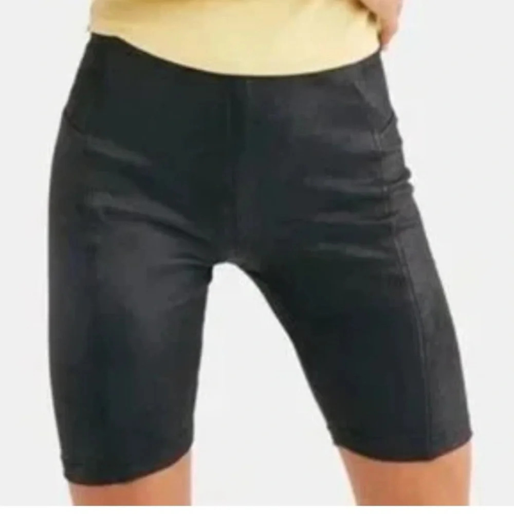 Free People Heatwave Faux Suede Black Biker Shorts Size Small